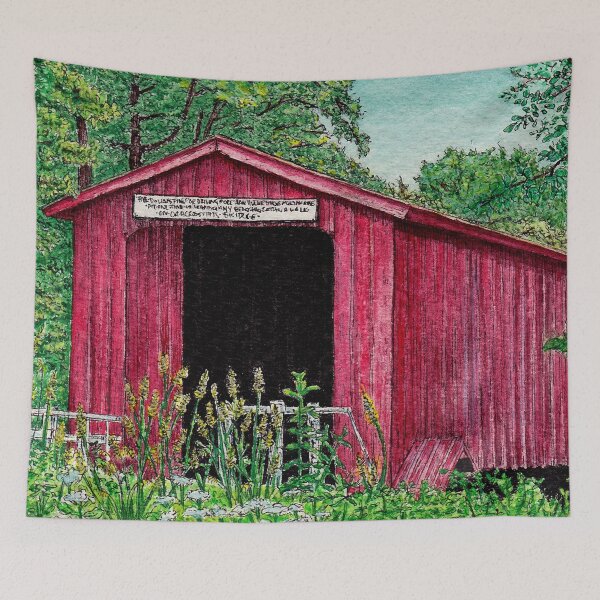 Item preview, Red Covered Bridge of Princeton Illinois Watercolor designed and sold by JHermanRussell.