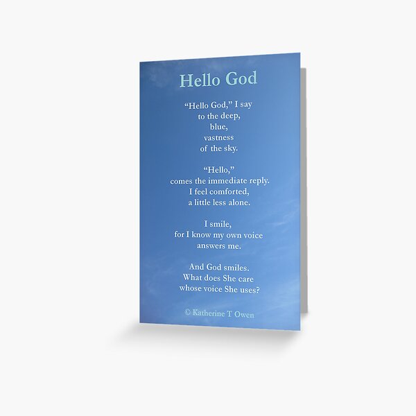 Spiritual Greetings Card Hello God Greeting Card