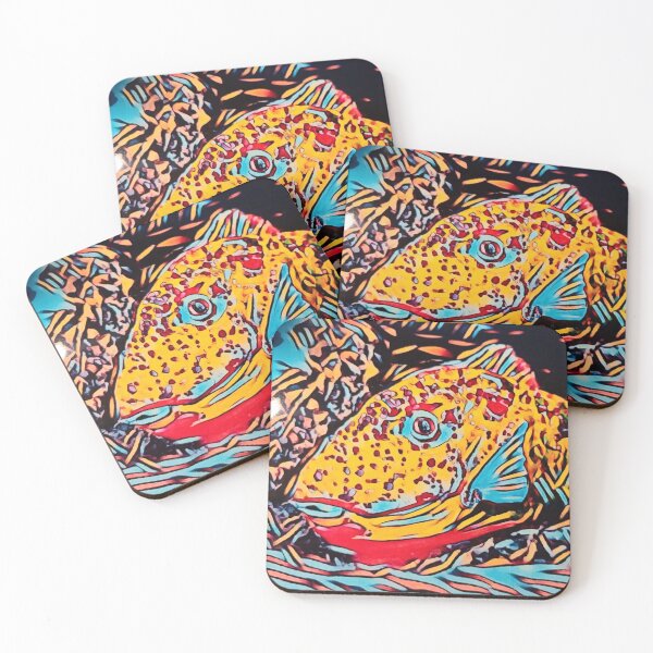 Item preview, Parrot Fish Block Print designed and sold by GlennArt.