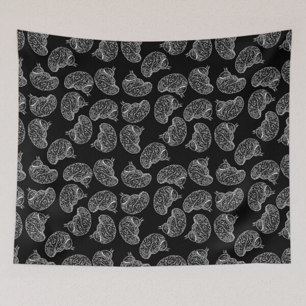 Item preview, Brains - White on Black designed and sold by Hodgepodge Bricolage.