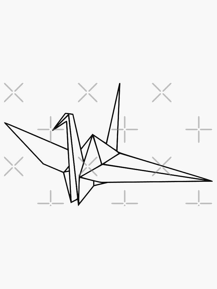 "paper crane line drawing" Sticker by aubfitz Redbubble