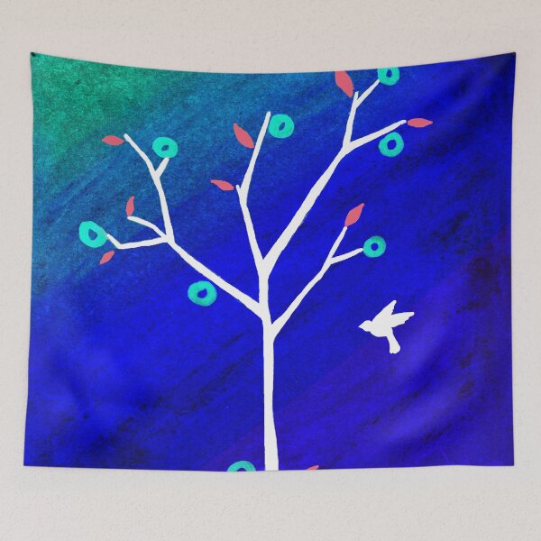 Item preview, Rainbow Tree & Bird - Inverted (Oil pastel) designed and sold by CreativityRoams.