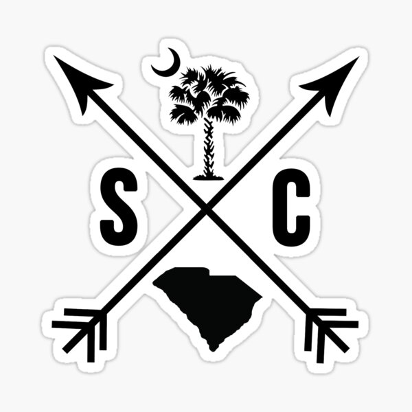 SC South Carolina Palmetto Tree and State Design with Arrows Sticker