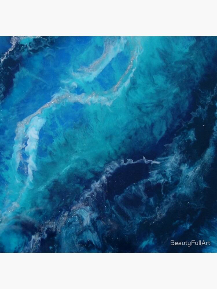 Blue Turquoise and Silver Original Abstract Fluid Art by BeautyFullArt