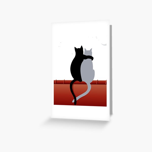 Black And Gray Cats Greeting Card