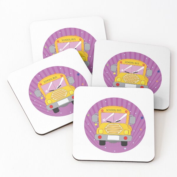 Item preview, purple kids yellow school bus  ,cartoon background stars sky in kids environment for kids game-01 designed and sold by adee1122.