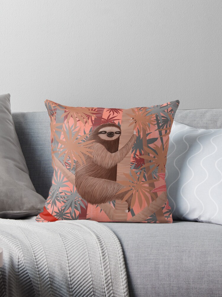 Thumbnail 1 of 4, Pillow, Technicolor Jungle 1 designed and sold by kernelcopia.