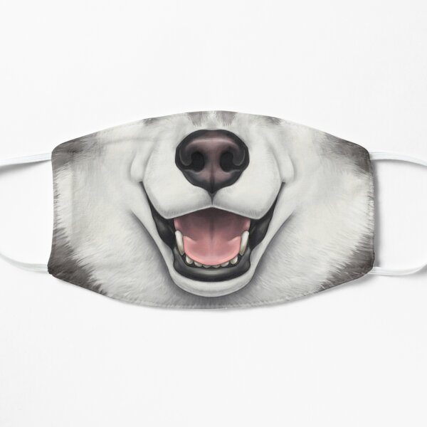 Black & White Husky Face Flat Mask
