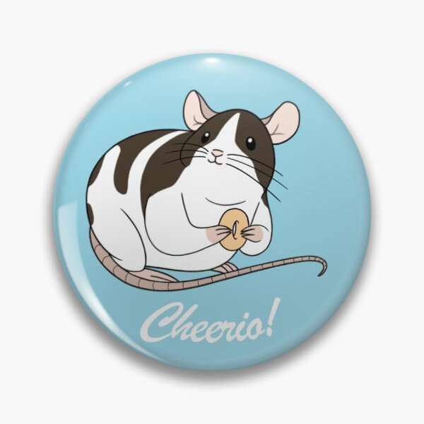 Item preview, Rat Mouse Holding Cheerio Button Sticker Design designed and sold by claudialiuart.