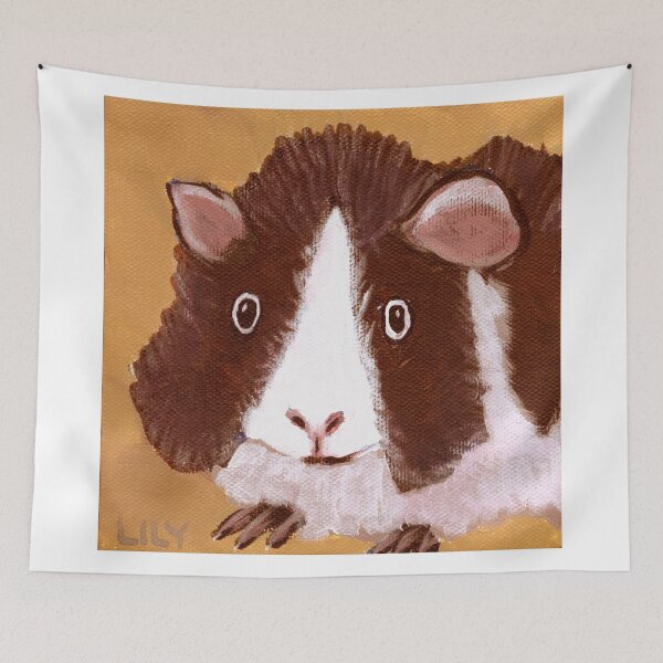 Aperçu de l'œuvre Cochon d'Inde : Francis ~ Cavy abyssin ~ GRANDE CONCEPTION GRAPHIQUE ~ Pop Art ~ Peinture originale ~ LilyKoArt créée et vendue par Spinning Plates 360.