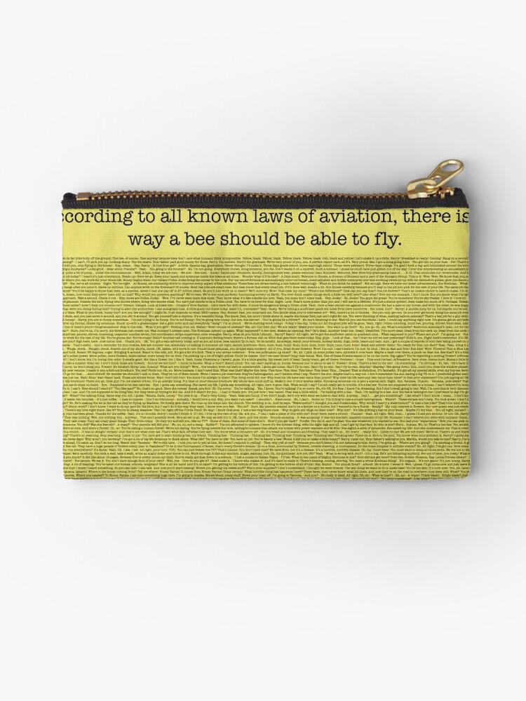 The Entire Bee Movie Script Zipper Pouch By Mega Megantron Redbubble