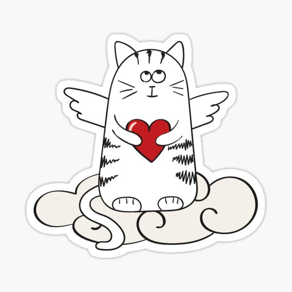 Рисунок котик с сердечком
22