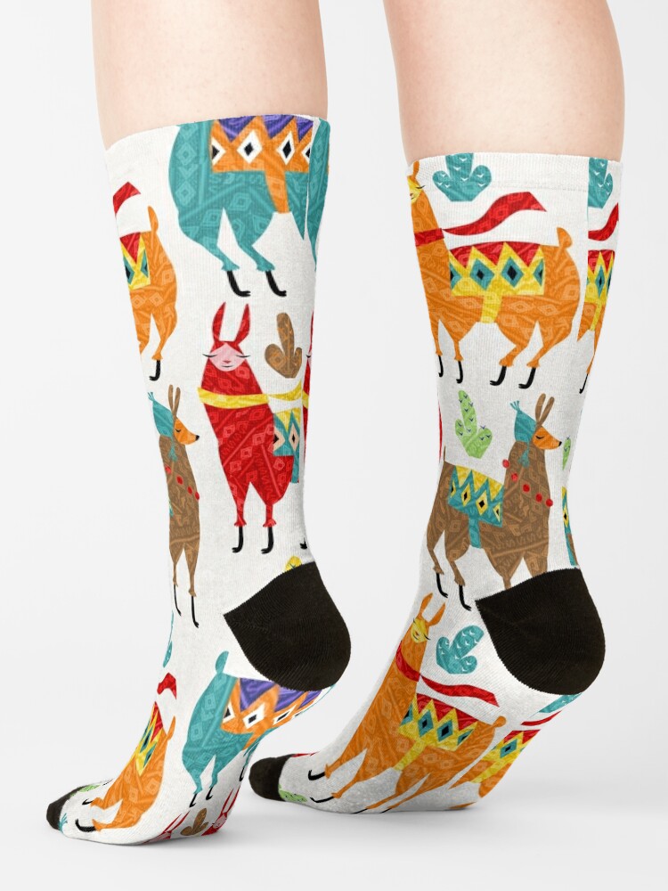 color llamas Socks for Sale by Gaia Marfurt