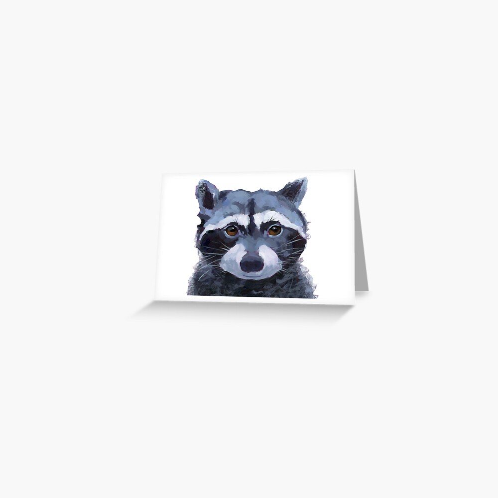 Raccoon Painting Greeting Card By Stevejaviel Redbubble