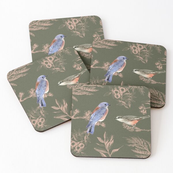 Item preview, Bluebird meets Flycatcher Bird Collage Oriental Inspired designed and sold by borednomad.