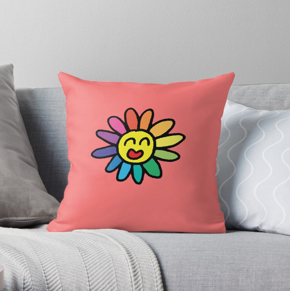 Takashi Murakami - Flower cushion (rainbow and black) -Plush