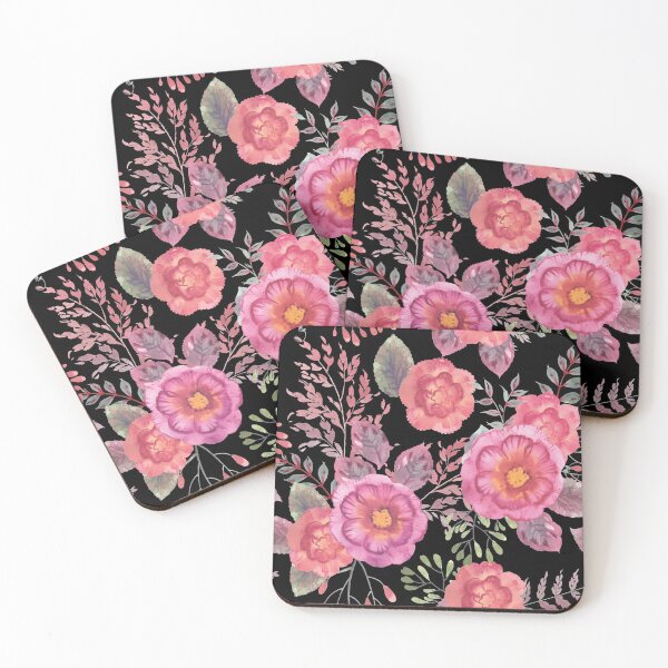 Item preview, Black Pink Roses Floral Pattern  designed and sold by CarpeDiemLife.