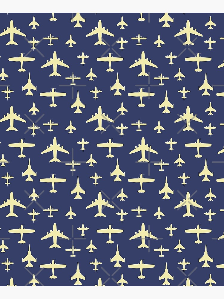Discover Fly Past Aeroplanes Navy Blue and Beige Pattern Kitchen Apron