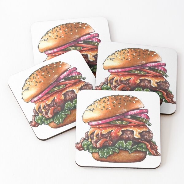 Item preview, Delicious burger hand drawn food illustration traditional art  designed and sold by tanyatej.