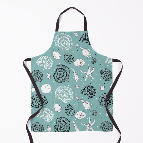 Item preview, Seashells linocut and drawings combi on light seagreen bg designed and sold by kittyvdheuvel.