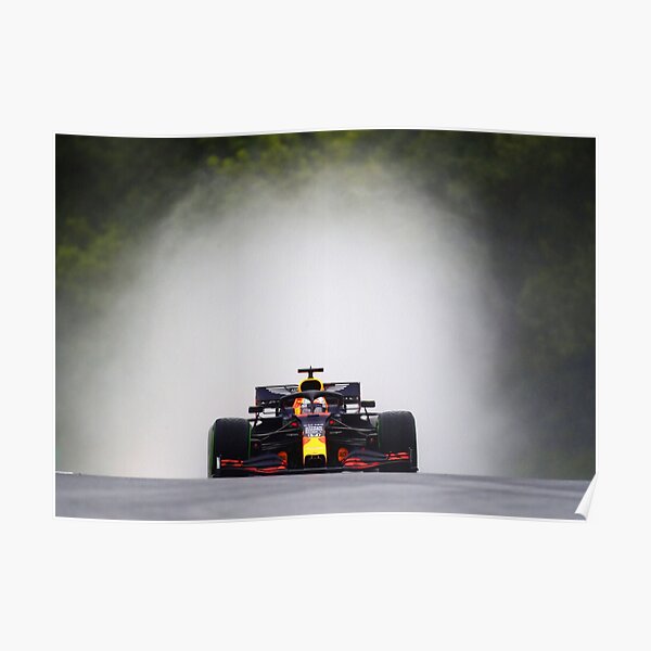 Max Verstappen with spray from the front during the 2020 Hungarian Grand Prix Poster