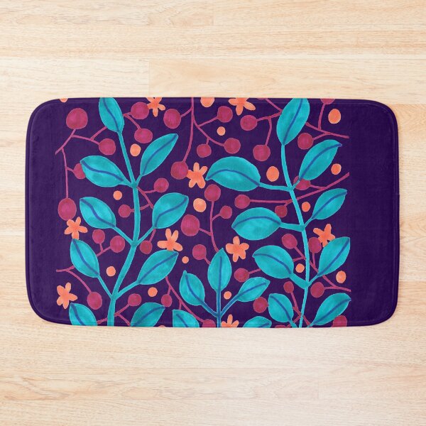 Item preview, Leaves and berries - marker painting - blue bg designed and sold by kittyvdheuvel.