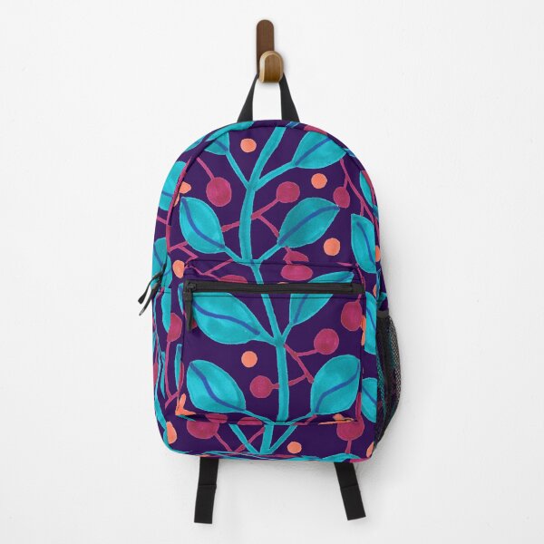 Item preview, Leaves and berries - marker painting - blue bg designed and sold by kittyvdheuvel.