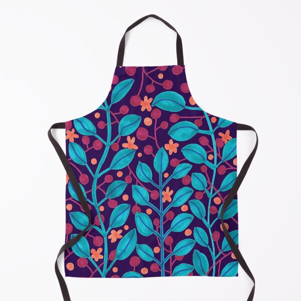 Item preview, Leaves and berries - marker painting - blue bg designed and sold by kittyvdheuvel.