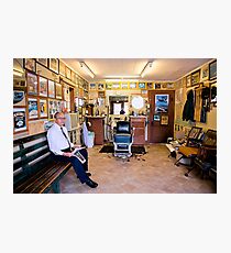 Old Time Barber in Old Time Shop Photographic Print