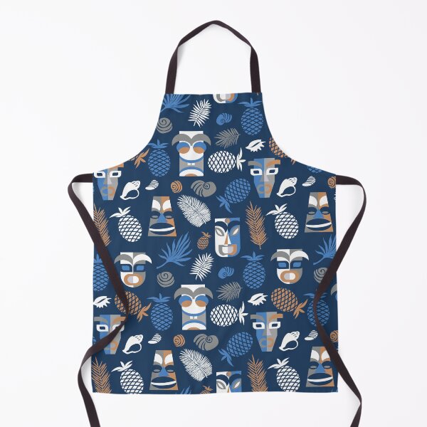 Item preview, tiki masks blue seamless pattern designed and sold by colorofmagic.