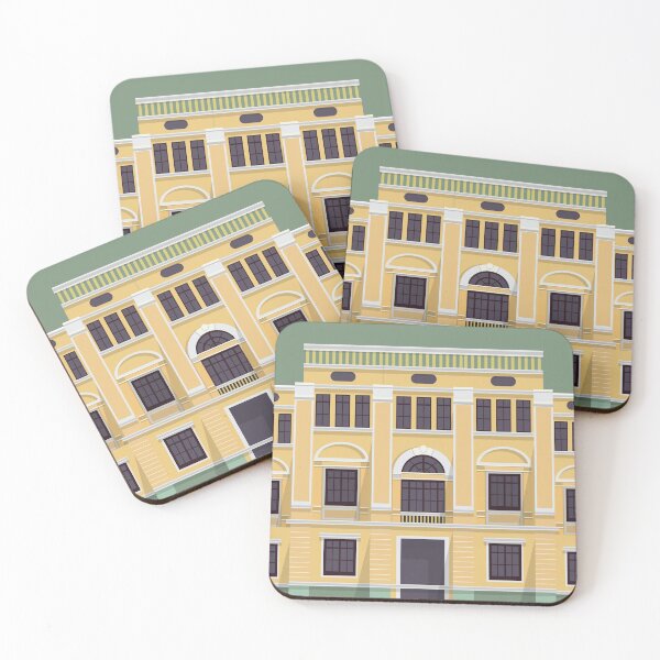 Item preview, graphic of a beautiful old yellow and green architecture designed and sold by bosilvercat.