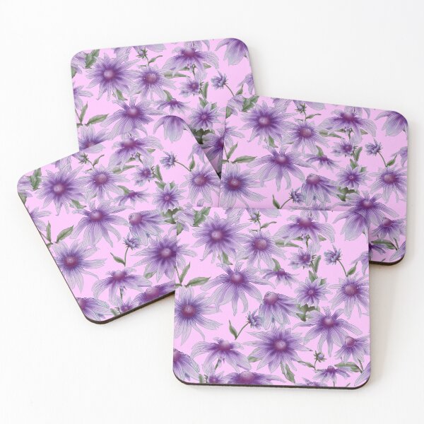 Item preview, Delicate lilac seamless pattern with rudbeckia flowers designed and sold by AsyaTury.