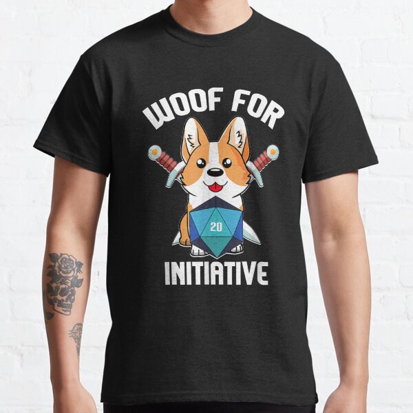 Woof for Initiative Funny Corgi Dog D20 RPG Gamer Gift Classic T-Shirt