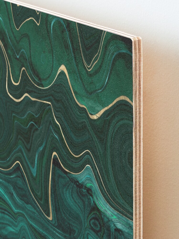 Alternate view of Malachite Marble Texture With Gold Veins I Mounted Print