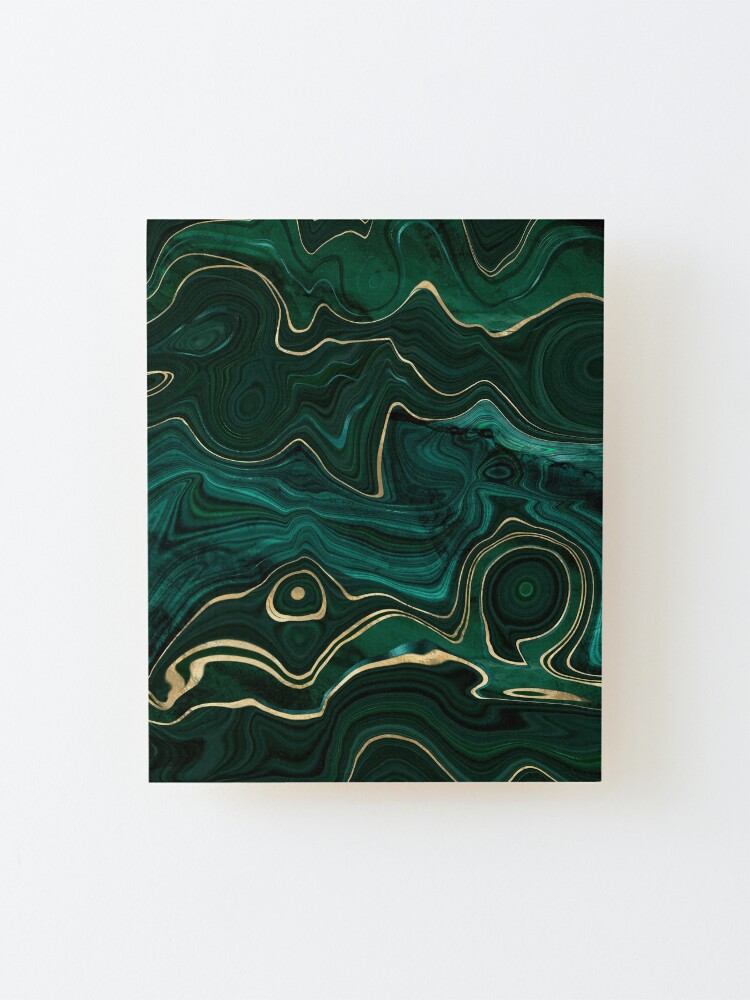 Alternate view of Malachite Marble Texture With Gold Veins I Mounted Print