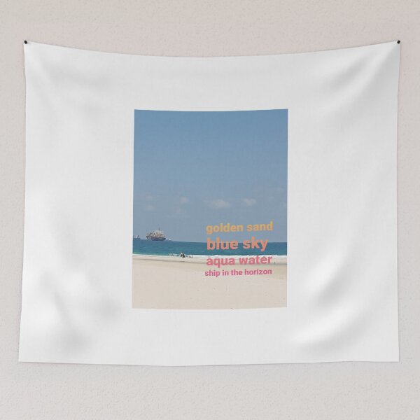 Item preview, Golden sand, blue sky, ship in horizon  designed and sold by lealey19.