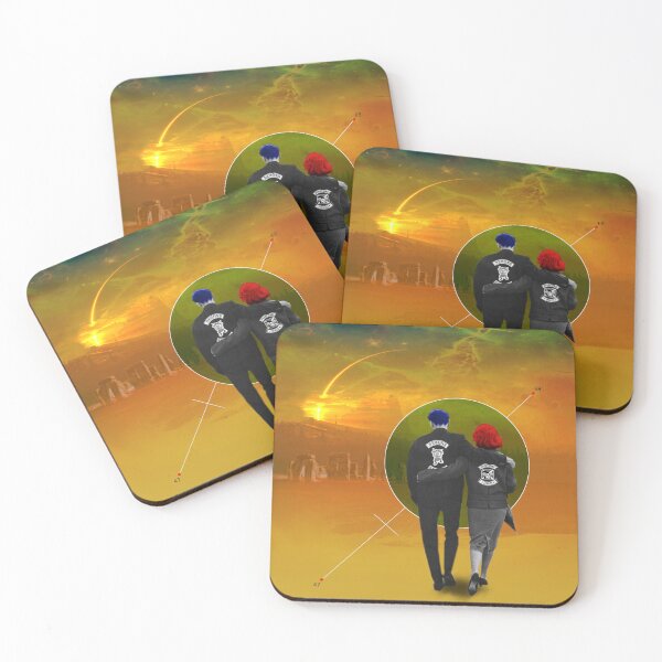 Item preview, Biker Couple walking into an Orange Sunset with Stonehenge designed and sold by KALEIDOSCOPE UK.
