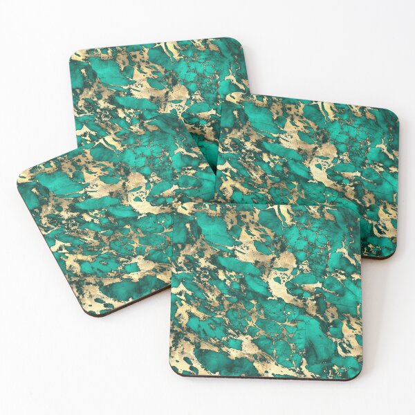 Item preview, Teal And Gold Malachite Faux Marble  designed and sold by MysticMarble.