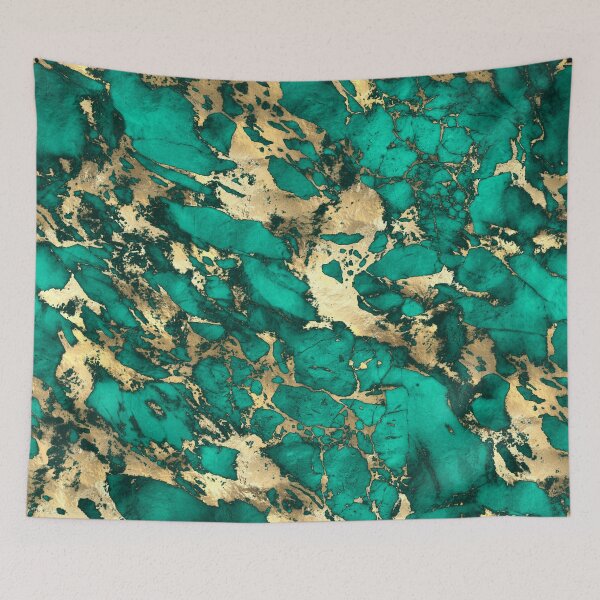 Item preview, Teal And Gold Malachite Faux Marble  designed and sold by MysticMarble.