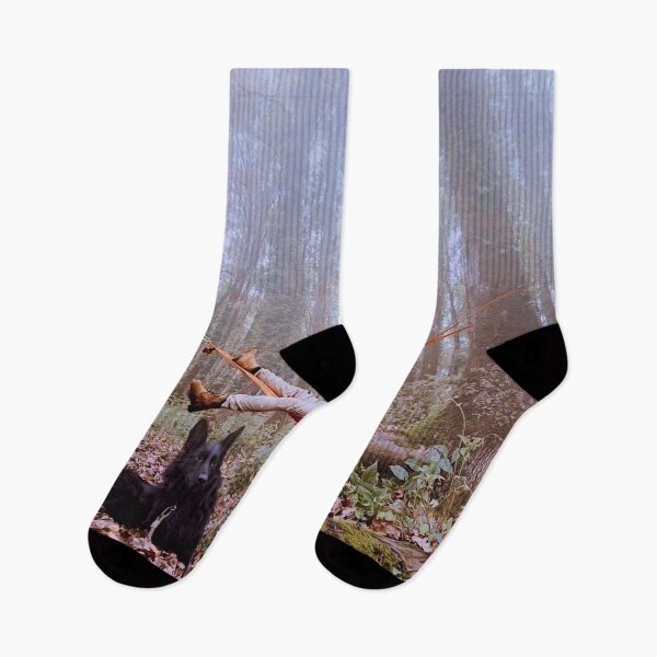 Item preview, young man relaxing with his dog in a rain forest designed and sold by slambob.