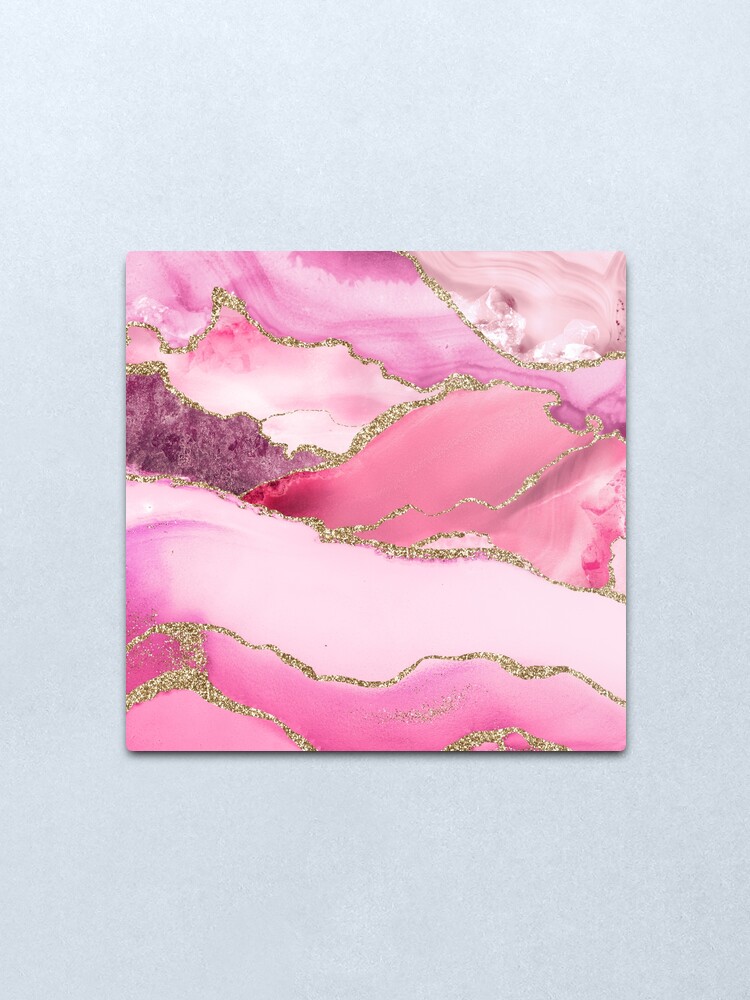 Alternate view of Pink Blush Agate Marble Landscape Metal Print