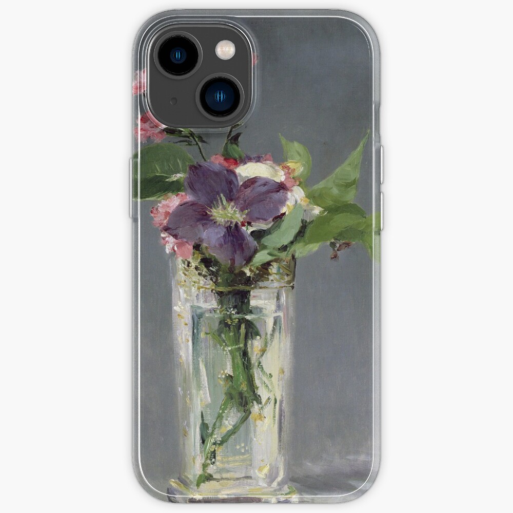 "Edouard Pinks And Clematis In A Crystal Vase" iPhone Case for