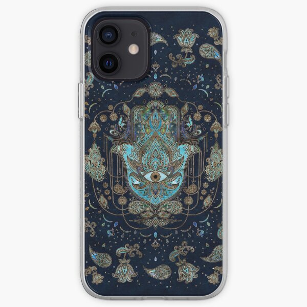 Hamsa Hand -Hand of Fatima Blue Gemstones iPhone Soft Case