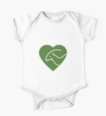 Dinosaur heart: Parasaurolophus (Green on white) One Piece - Short Sleeve