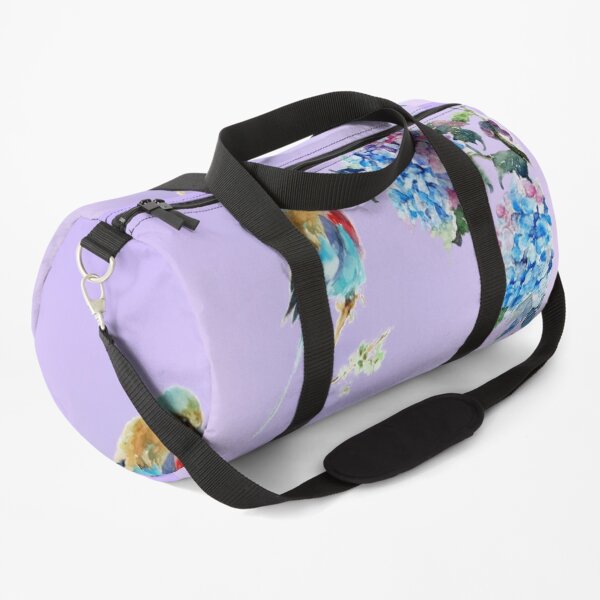 Prettily Perched Purple Duffle Bag