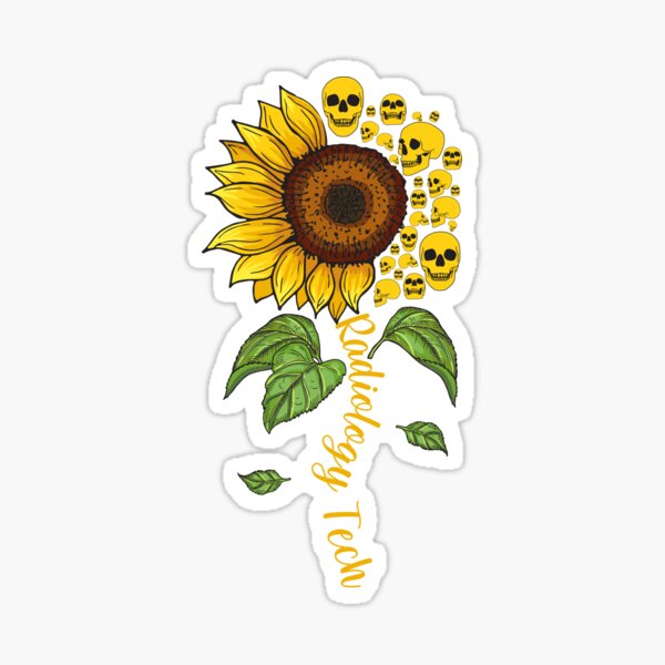 Radiology Tech Sunflower Skulls Sticker