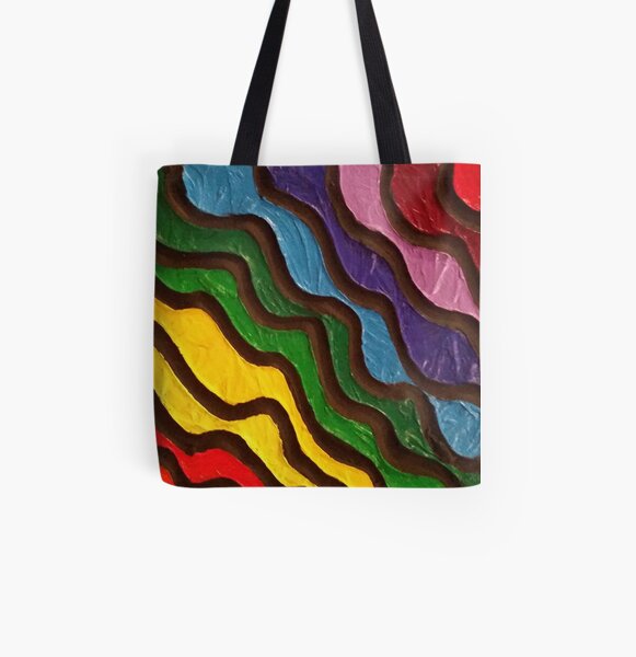 Rainbow Waves 2 Painting All Over Print Tote Bag