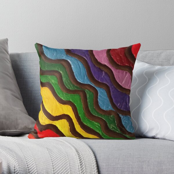 Rainbow Waves 2 Painting Throw Pillow