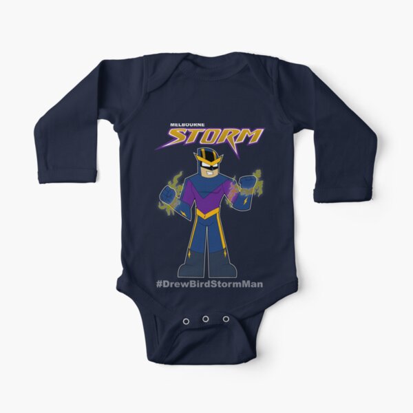SET OF 2 MELBOURNE STORM NRL TEAM LONG FOOTYSUIT INFANT ROMPER BABY BEANIE 