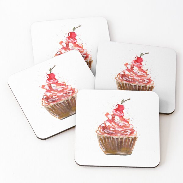 Item preview, Cherry Cupcake Watercolor designed and sold by Sebastian Grafmann.
